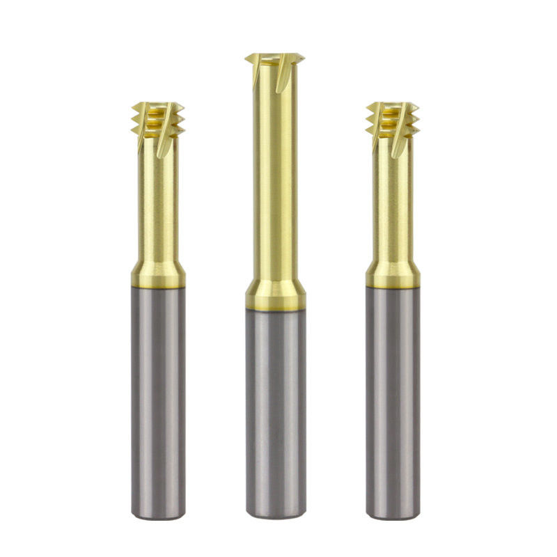 Solid Carbide Threading End Mill Metric Champagne Color Three Teeth Cho hợp kim titan
