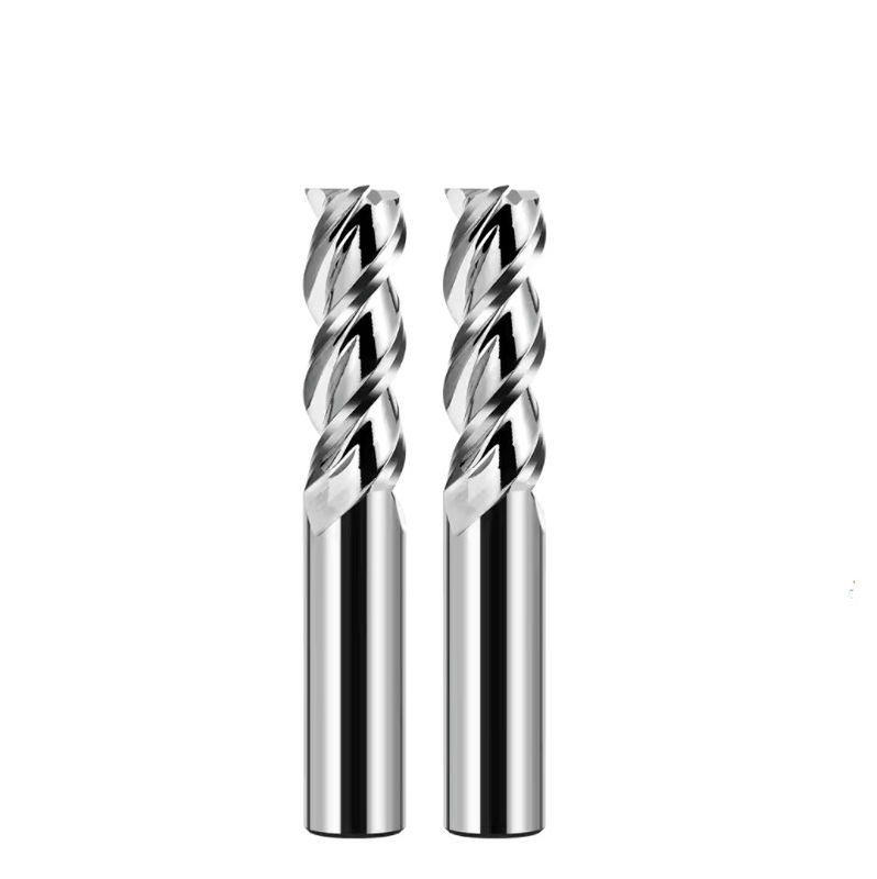3 Flute Flat End Mill Cutter Mirror Polishing Không phủ cho gia công nhôm