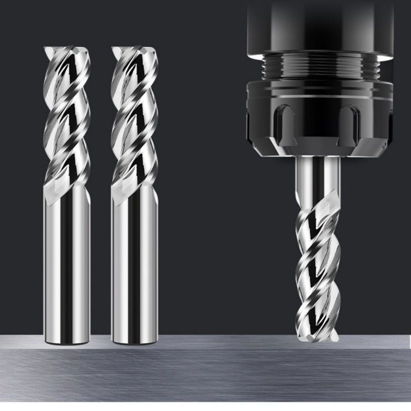 3 Flute Flat End Mill Cutter Mirror Polishing Không phủ cho gia công nhôm